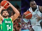 Lucas Dias, atleta da seleção brasileira, e Lebron James, da seleção americana