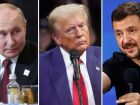Presidente da Rússia, Vladmir Putin, presidente dos EUA, Donald Trump e presidente da Ucrânia, Volodymyr Zelensky.