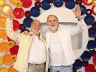 Lima Duarte e Francisco Cuoco durante gravações de mensagem de fim de ano na Globo