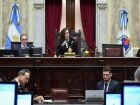 A vice-presidente da Argentina, Victoria Villarruel, durante sessão do Senado que aprovou o aumento nas aposentadorias e pensões 
