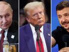 Presidente da Rússia, Vladmir Putin, presidente dos EUA, Donald Trump e presidente da Ucrânia, Volodymyr Zelensky