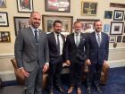 Eduardo Bolsonaro, Paulo Figueiredo, Cory Mills e Filipe Barros em reunião em 14 de maio de 2025 em Washington.