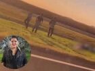 Cena do local onde ocorreu o acidente fatal de motocicleta em Chapadão do Sul. Inserção: a vítima, Késsia Lacerda, de 30 anos, filha de empresário paulista.