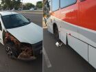 Picape e ônibus colidem na Costa e Silva, em Campo Grande; acidente próximo à UFMS não deixou feridos