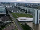Vista aérea da Esplanada dos Ministérios e do prédio do Congresso Nacional, em Brasília 