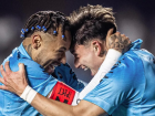 Neymar e Barreal durante comemoração de gol do Santos.