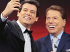 Celso Portiolli homenageia Silvio Santos durante o 'Domingo Legal' 