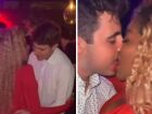 Cariúcha e João Augusto Liberato trocam carinhos durante a 'Festa do João', evento que reuniu celebridades.