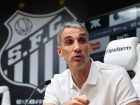 Juan Pablo Vojvoda na apresentação oficial como novo técnico do Santos, em coletiva nesta terça-feira.