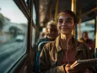 Estudante em trajeto diário pelo transporte coletivo de Campo Grande, símbolo do vai e vem que movimenta a cidade há 126 anos.
