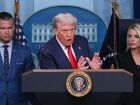 O presidente dos Estados Unidos, Donald Trump, durante coletiva na Casa Branca, em Washington.