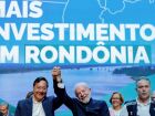 Presidente da República, Luiz Inácio Lula da Silva, durante cerimônia de anúncios de investimentos do Governo Federal para o estado de Rondônia. Presidente da Bolívia, Luis Arce participa do evento 