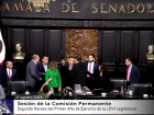 Senadores brigam em sessão no México/ TV Congresso Mexicano  