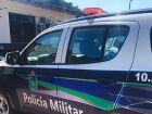 Viatura da Polícia Militar usada durante a abordagem em Nioaque, onde motorista embriagado resistiu à prisão e danificou o veículo.