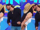 Ana Castela e Zé Felipe deram primeiro beijo em público durante gravação do 'Domingo Legal' no SBT.