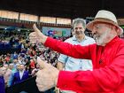 O presidente Lula e o ministro da Fazenda, Fernando Haddad, durante evento.