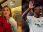 Virginia aparece com camisa de Vini Jr em jogo do Real Madrid. 