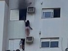 Incêndio atingiu apartamento no 13º andar em Cascavel; Juliane salvou a família se pendurando no ar-condicionado