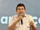 Prefeito de Inocência, Toninho da Cofapi, durante discurso no evento da Arauco que marcou o aniversário de 48 anos de Mato Grosso do Sul.