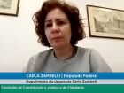 Carla Zambelli em depoimento remoto na CCJ em processo de cassação.