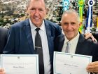 Prefeito Heliomar Klabunde e o vice Alfredo Soares durante a diplomação em dezembro do ano passado.