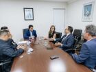 Soraya Thronicke, deputado Pedrossian Neto e o secretário Marcelo Miranda buscaram apoio do governo federal para reabrir parcialmente o Morenão com capacidade para 12 mil torcedores.