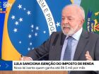 O presidente Luiz Inácio Lula da Silva durante cerimônia de sanção da nova lei do Imposto de Renda, em Brasília, nesta quarta-feira (26).