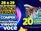 Comper lança Black Friday com descontos agressivos, vinhos com 99% off na segunda unidade e promoção que oferece viagens pelo mundo.