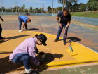 Quadras recebem pintura e serviços devem ser finalizados ainda esta semana