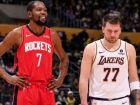 Kevin Durant e Jokic durante vitória dos Rockets sobre os Lakers