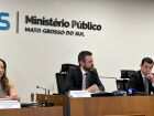 Procurador-geral de Justiça, Romão Ávila Milhan Junior, apresenta o balanço de 2025 do MPMS durante coletiva com jornalistas em Campo Grande.