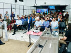 Sessão na Câmara Municipal de Nioaque durante o lançamento do Plano de Desenvolvimento Municipal.