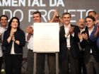 Arauco lança a pedra fundamental da ferrovia do Projeto Sucuriú, em Inocência (MS), primeira shortline após o novo marco regulatório ferroviário, com investimento de R$ 2,4 bilhões.