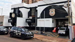 Fachada da Depac-Centro, onde foi registrada a denúncia de chantagem e ameaça