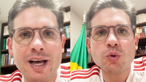 Presidente da Câmara, Hugo Motta, durante pronunciamento sobre a votação que derrubou o decreto do IOF