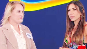 Tatiana Silva comemora premiação de R$ 1 milhão durante o Programa Silvio Santos, exibido neste domingo (8), no SBT