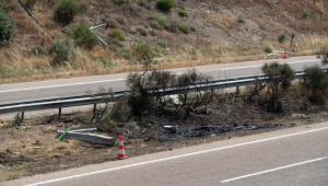 Local do acidente que vitimou Diogo Jota e seu irmão, na Espanha.