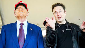 Trump e Elon Musk em evento oficial nos Estados Unidos, antes do rompimento político. 
