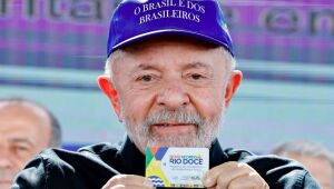 Lula durante a cerimônia de apresentação dos avanços do Novo Acordo Rio Doce no Espírito Santo, no Parque de Exposições de Linhares 
