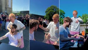Ed Sheeran surpreende pianista em parque na Alemanha 