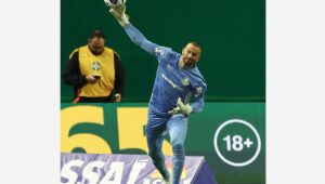 O goleiro Weverton, do Palmeiras, em jogo contra o Atlético-MG, durante partida válida pela 15ª rodada, do Campeonato Brasileiro