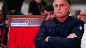 Jair Bolsonaro participou de um culto na Igreja Catedral da Benção, em Taguatinga (DF), no fim de julho.