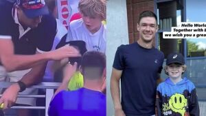Kamil Majchrzak reencontra criança que teve boné 'roubado' no US Open.