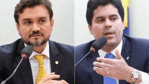Celso Sabino (esq.), ministro do Turismo, e André Fufuca (dir.), ministro dos Esportes, devem deixar o governo após saída de seus partidos da base de apoio de Lula.