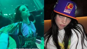 Billie Eilish foi puxada por um espectador durante show em Miami, mas continuou a apresentação após o susto.