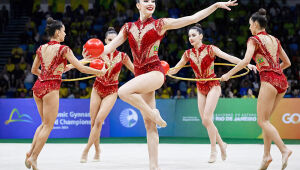 Conjunto brasileiro em ação no Mundial do Rio, ao som de 