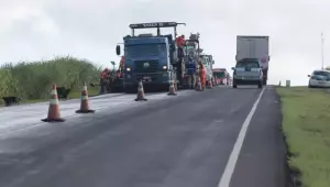 Trecho da BR-163 em obras 