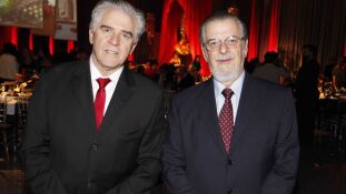 O diretor geral das TVs Morena e Centro América, Zilmar Melatti e o vice presidente do grupo Zahran, Caio Turqueto