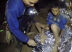 Membros do time de resgate transportam menino retirado da caverna em Chiang Rai, Tailândia