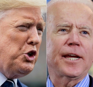Presidente dos Estados Unidos Donald Trump e o candidato Joe Bide